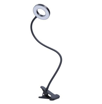 LED stmívatelná stolní lampička, 8W, 300Lm, 3000-6000K, clip, černá